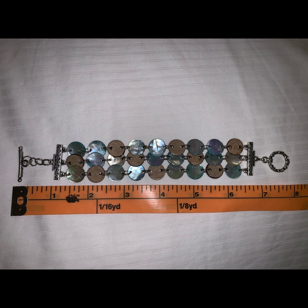 3 Strand aloha abalone and wood bracelet - Picture 5 of 7